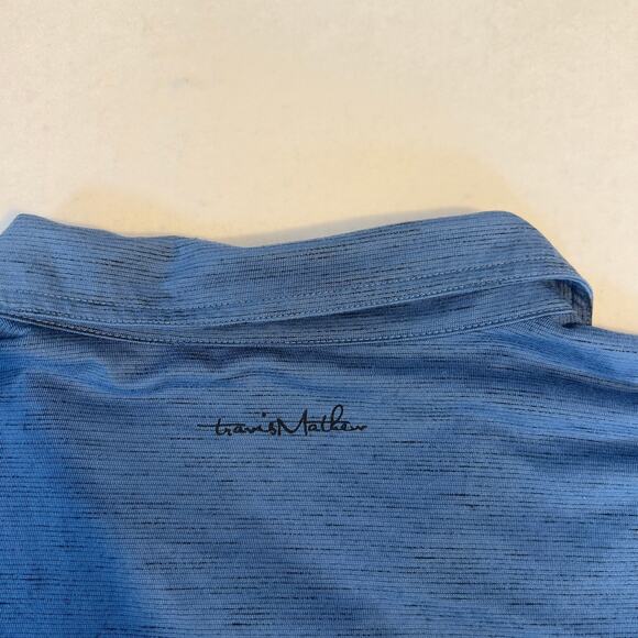 Travis Mathew Golf Polo Shirt Men's 2XL "Textured" Blue w/ Company Branding - Picture 6 of 13